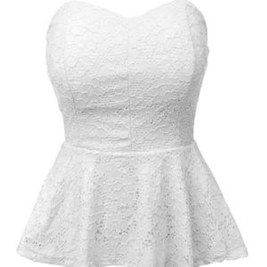 Seduction White Lace Crop Peplum